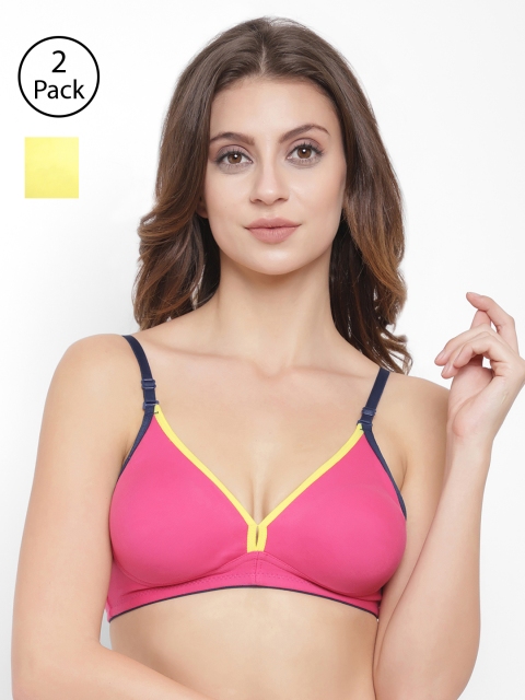 

Floret Pack of 2 Solid Non-Wired Non Padded T-shirt Bras, Pink