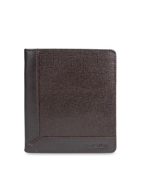 

Hidesign Men Brown Textured Two Fold Leather Wallet