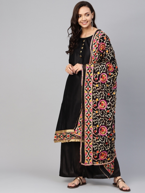 

Ishin Women Black Embroidered Kurta with Palazzos & Dupatta