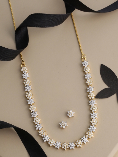 

Tistabene Gold-Plated & White Stone Studded Jewellery Set