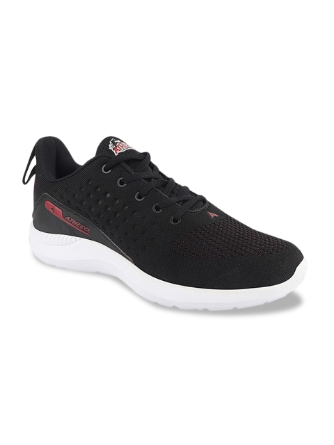 

Action Men Black Woven-Design Running Shoes