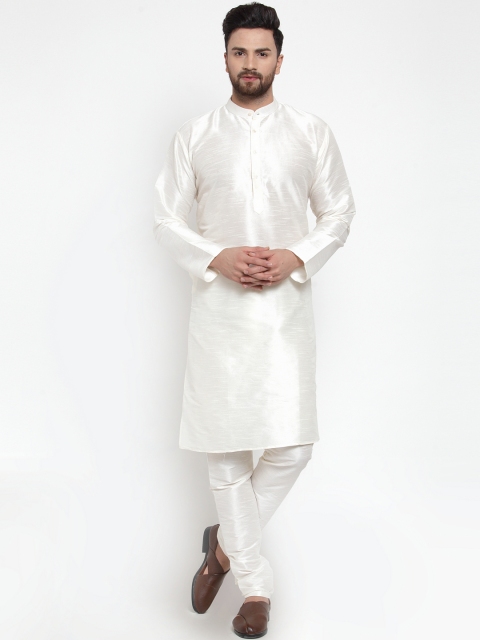 

Jompers Men White Solid Kurta with Churidar