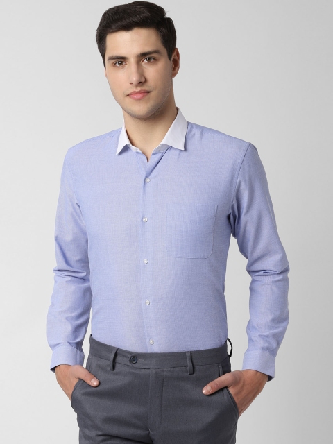 

Peter England Men Blue Regular Fit Self Design Formal Shirt
