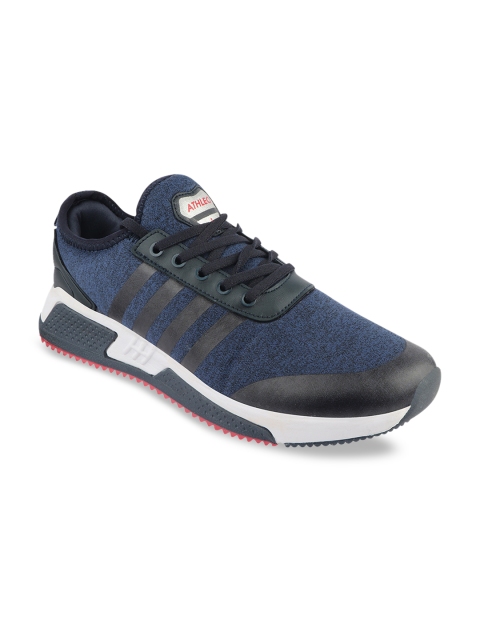 

Action Men Navy Blue & Black Woven-Design Running Shoes