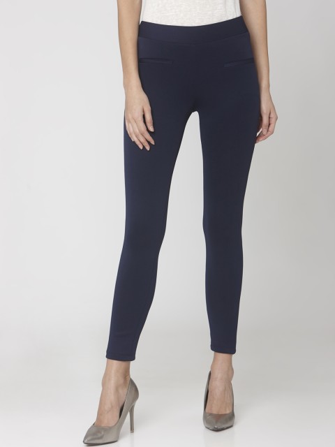 

Smarty Pants Women Navy Blue Solid Slim Fit Treggings