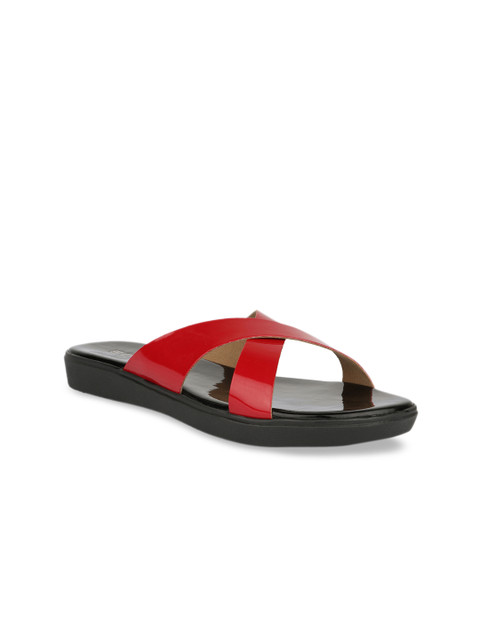 

SOLES Women Red Solid Open Toe Flats