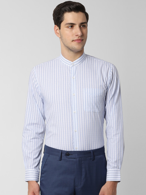 

Peter England Men Blue Slim Fit Striped Formal Shirt