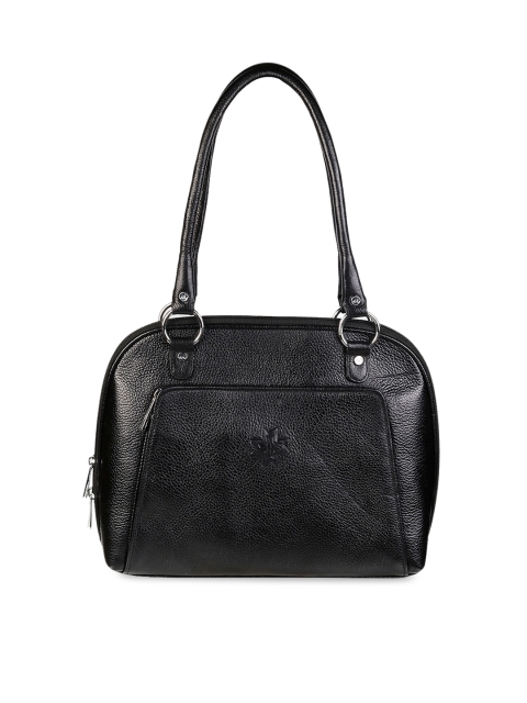 

Metro Black Textured Leather Handheld Bag