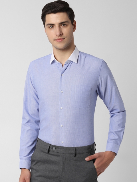 

Peter England Men Blue Slim Fit Self Design Formal Shirt