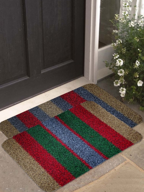 

Athom Trendz Set of 2 Red & Blue Striped Anti-Skid Doormats