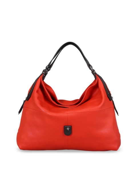 

ILEX Orange Solid Leather Handheld Bag
