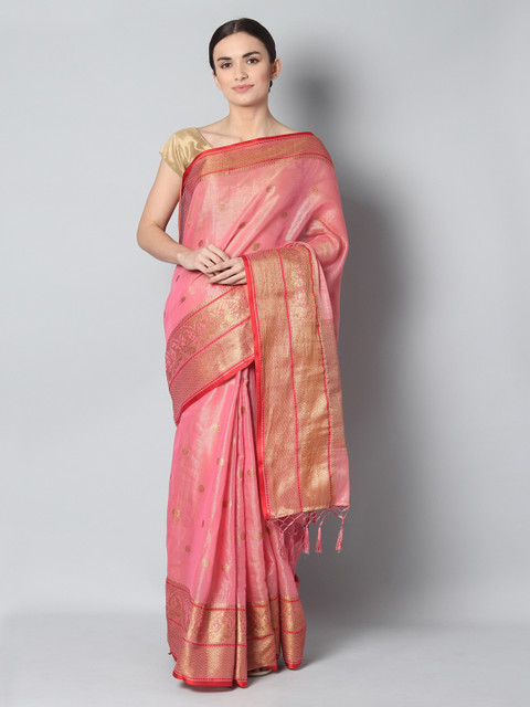 

EthnicRoom Pink Handloom Woven Design Banarasi Saree