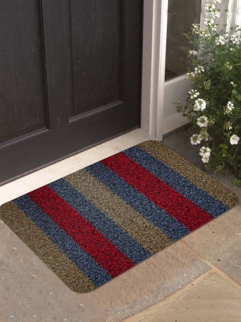 

Athom Trendz Set of 2 Multicolour Striped Rectangular Anti-Skid Doormats, Multi