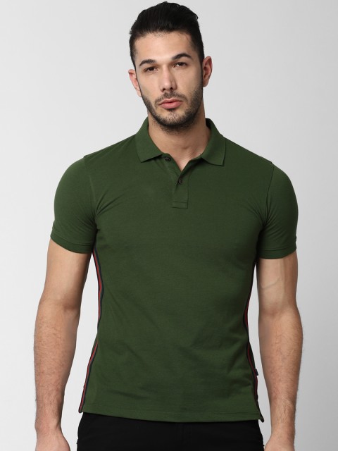 

Peter England Casuals Men Olive Green Solid Polo Collar T-shirt