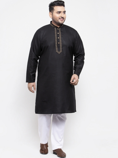 

plusS Men Black Solid Kurta with Pyjamas