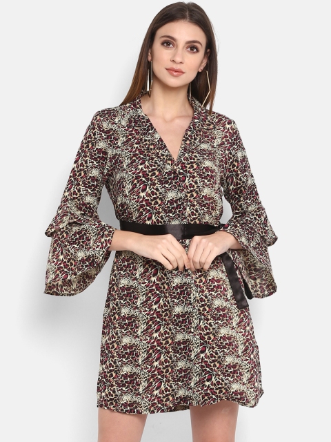 

FOSH Women Red Printed Shirt Dress