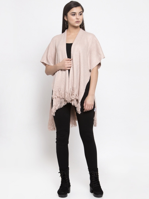

Global Republic Women Pink Solid Shimmer Longline Open Front Shrug