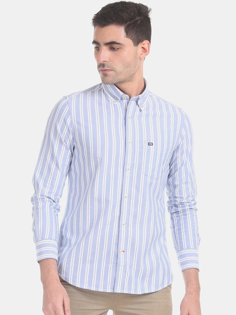 

Arrow Men Blue & White Slim Fit Striped Casual Shirt