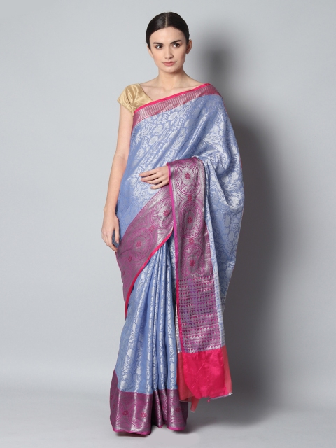 

EthnicRoom Purple & Silver Handloom Woven Design Banarasi Saree