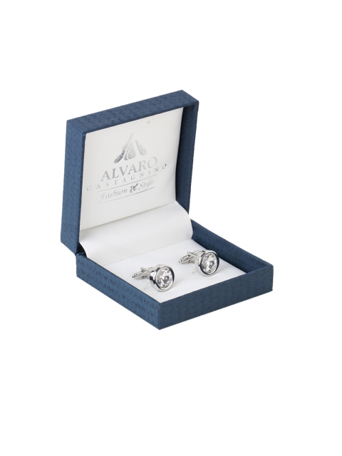 Alvaro Castagnino Silver-Toned Round Solid Cufflinks