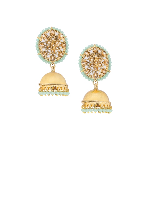 

SALWAR STUDIO Gold-Toned & Green Dome Shaped Jhumkas