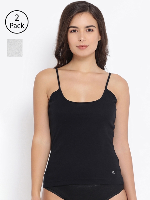 

Macrowoman W-Series Women Pack of 2 Solid Camisoles MW2311, Black