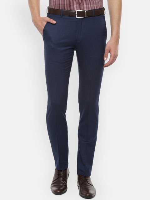 

Louis Philippe Men Blue Slim Fit Self Design Formal Trousers
