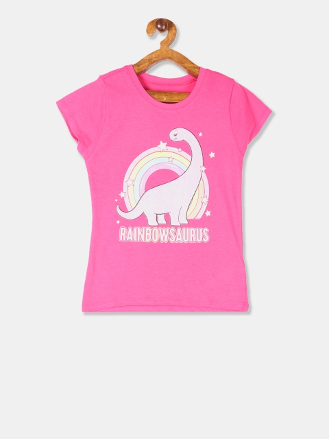 

The Childrens Place Girls Pink Printed Round Neck T-shirt