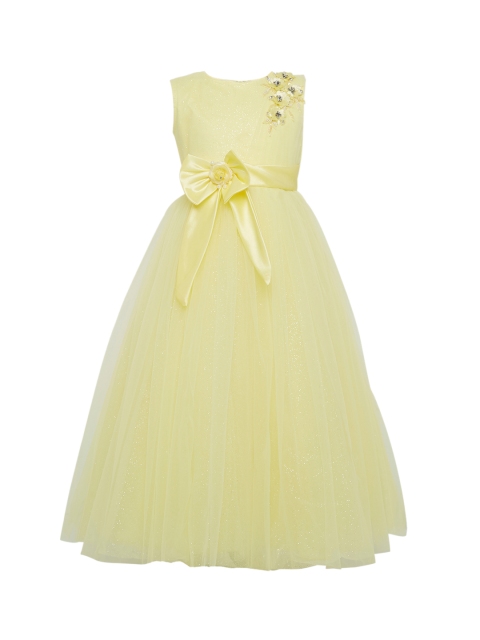 

BETTY Girls Yellow Solid Fit and Flare Dress
