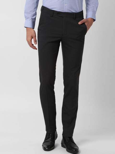 

Peter England Men Black Slim Fit Self Design Formal Trousers