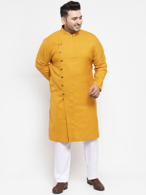 

plusS Men Mustard Yellow Solid Kurta with Pyjamas