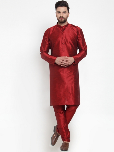 

Jompers Men Maroon Solid Kurta with Churidar