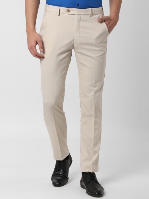 

Peter England Men Beige Slim Fit Solid Formal Trousers