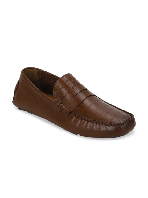 

Red Tape Men Brown Textured Leather Formal Loafers