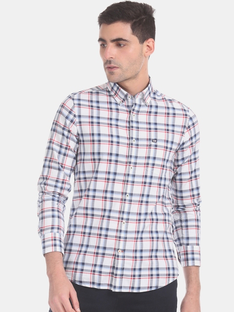 

Arrow Sport Men White & Blue Slim Fit Checked Casual Shirt