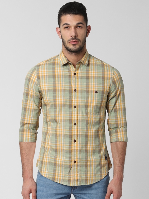 

Peter England Casuals Men Yellow & Green Slim Fit Checked Casual Shirt