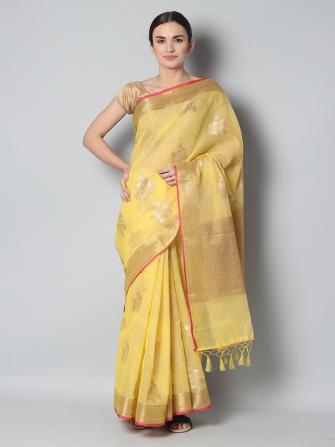 

EthnicRoom Yellow Handloom Woven Design Banarasi Saree