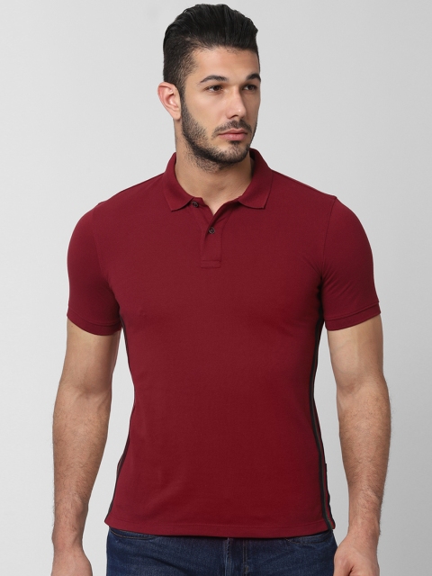 

Peter England Casuals Men Maroon Slim Fit Solid Polo Collar T-shirt