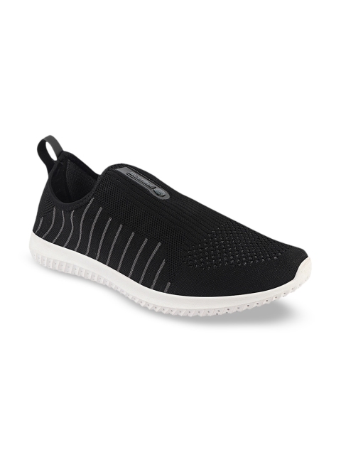 

Action Men Black & Grey Melange Self Design Slip-On Running Shoes
