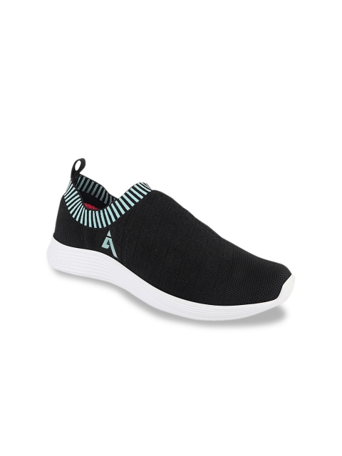 

Action Women Black Woven-Design Slip-On Running Shoes