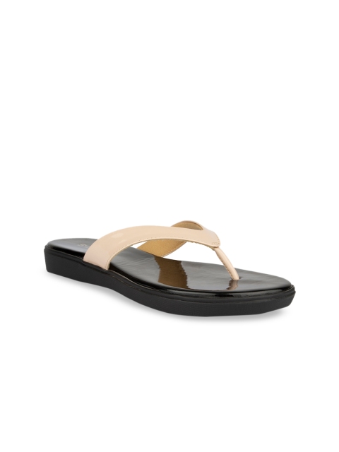 

SOLES Women Beige Solid Open Toe Flats