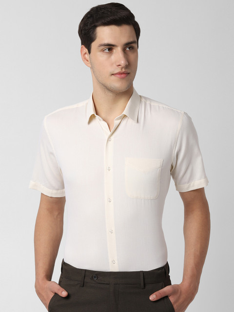 

Peter England Men Cream-Coloured Regular Fit Self Design Formal Shirt