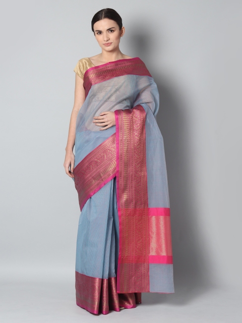 

EthnicRoom Blue & Pink Handloom Woven Design Banarasi Saree
