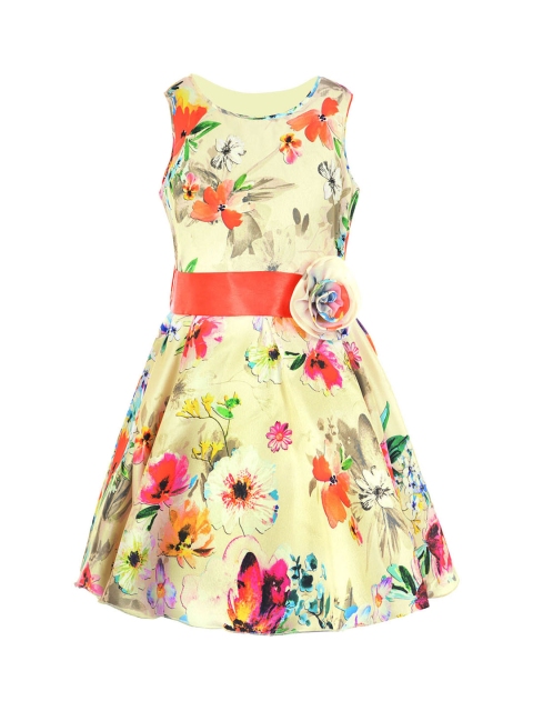 

naughty ninos Girls Yellow Printed A-Line Dress