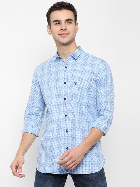 

Allen Solly Men Blue & Off-White Slim Fit Checked Casual Shirt
