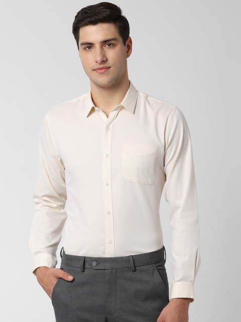 

Peter England Men Cream-Coloured Slim Fit Self Design Formal Shirt