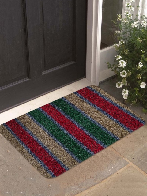 

Athom Trendz Red & Green Striped Anti-Skid Doormat