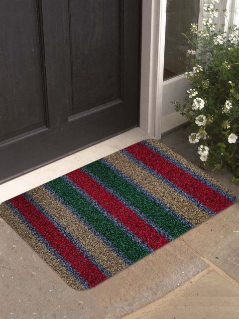 

Athom Trendz Set of 2 Red & Green Striped Anti-Skid Doormats
