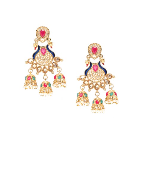 

SALWAR STUDIO Gold Plated Blue Classic Drop Earrings