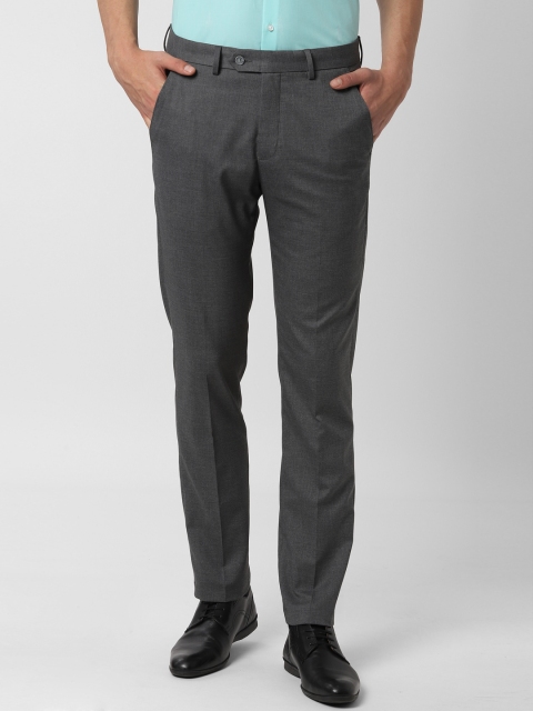 

Peter England Men Grey Slim Fit Self Design Formal Trousers